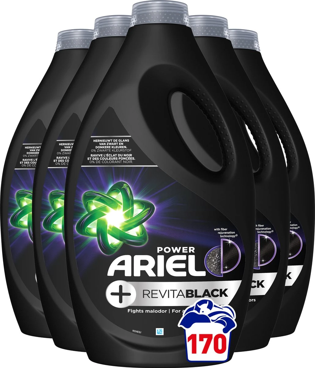Ariel Vloeibaar Wasmiddel - +Revitablack - Voordeelverpakking 5 X 34 Wasbeurten 1 Ariel Vloeibaar Wasmiddel - +Revitablack - Voordeelverpakking 5 X 34 Wasbeurten