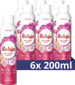 Robijn Pink Sensation Dry Wash Spray - 6 X 200 Ml - Voordeelverpakking