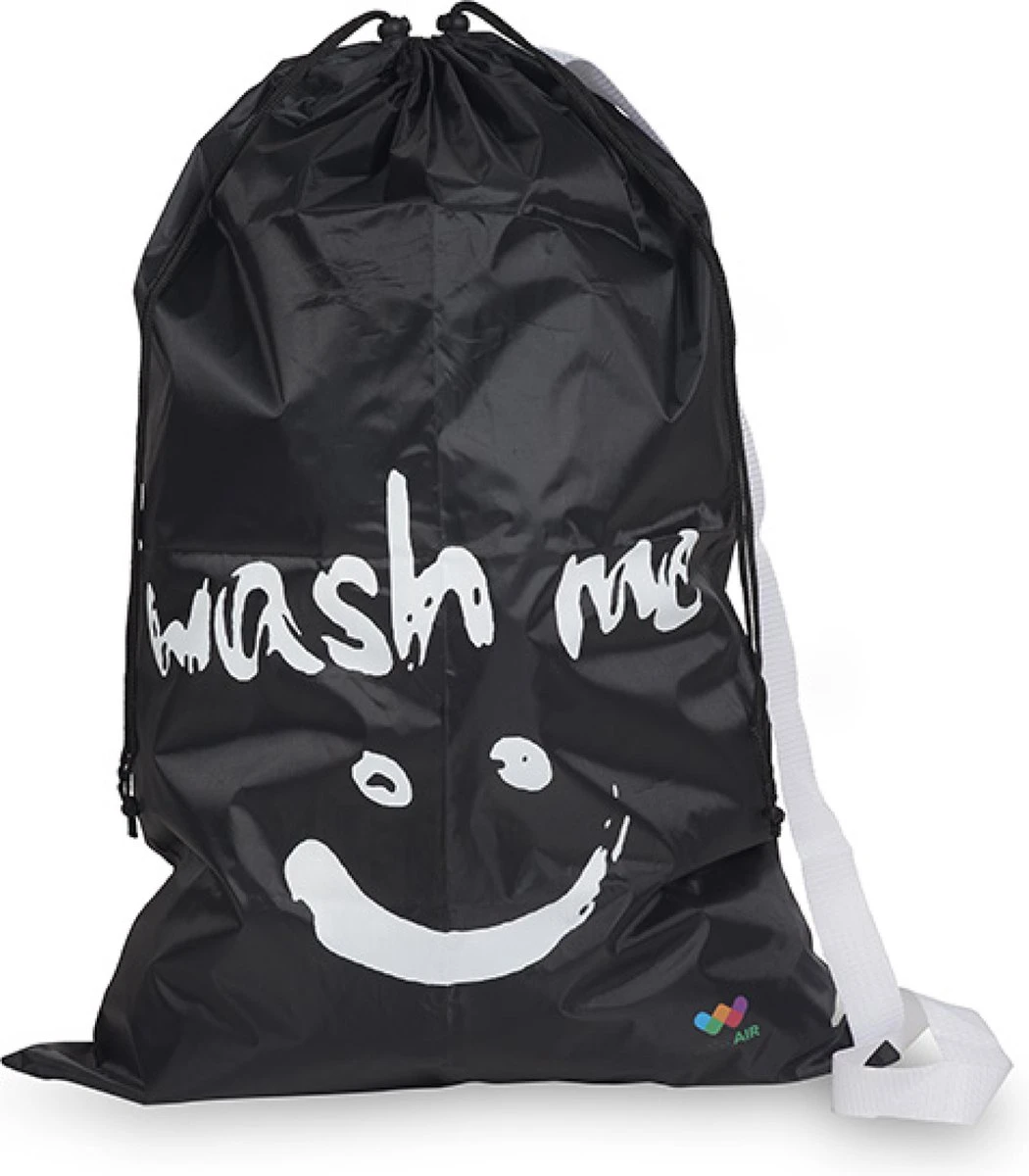 Wonair - Waszak Groot - 60x90cm - Zwart - Met Trekkoord En Draagband 1 Wonair - Waszak Groot - 60x90cm - Zwart - Met Trekkoord En Draagband
