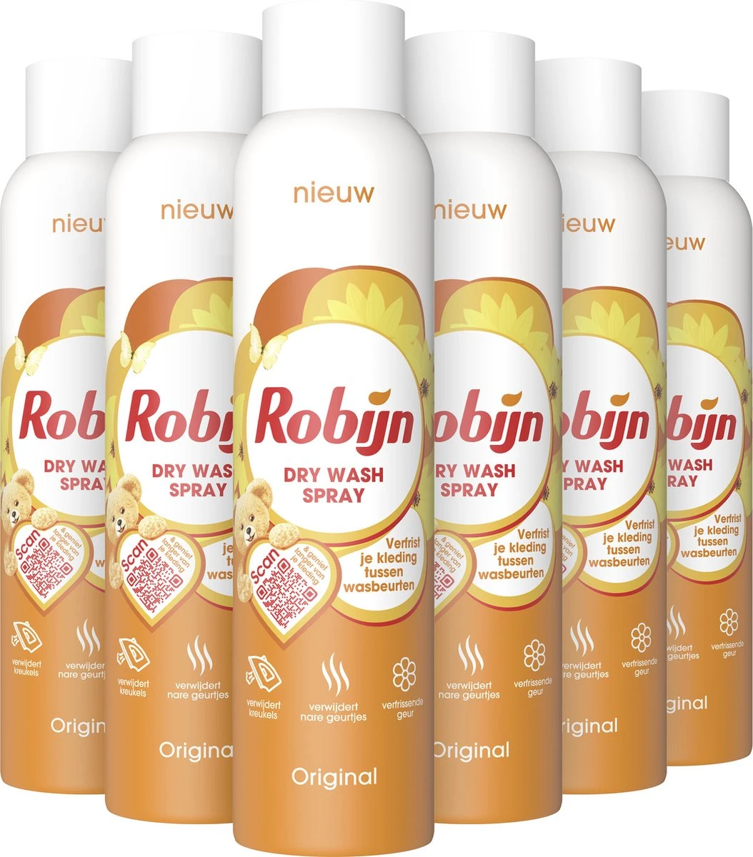 Robijn Original Dry Wash Spray - 6 X 200 Ml - Voordeelverpakking 2 Robijn Original Dry Wash Spray - 6 X 200 Ml - Voordeelverpakking - Afbeelding 2