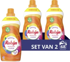 Robijn Klein & Krachtig Classics Color Vloeibaar Wasmiddel - 2 X 34 Wasbeurten - Voordeelverpakking