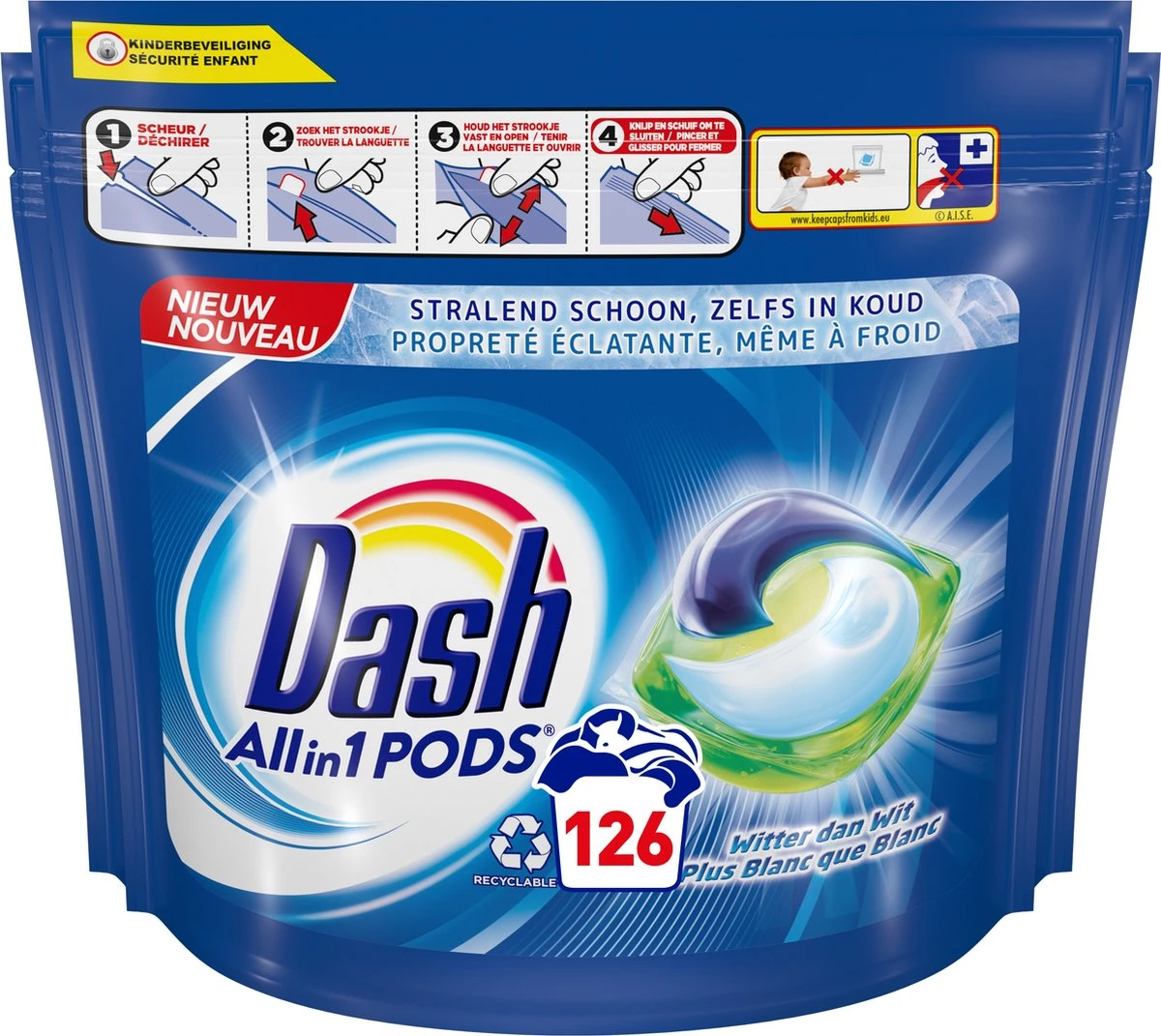 Dash All In 1 Wasmiddel Pods - Wascapsules - Witter Dan Wit - Voordeelverpakking 3 X 42 Wasbeurten 1 Dash All In 1 Wasmiddel Pods - Wascapsules - Witter Dan Wit - Voordeelverpakking 3 X 42 Wasbeurten