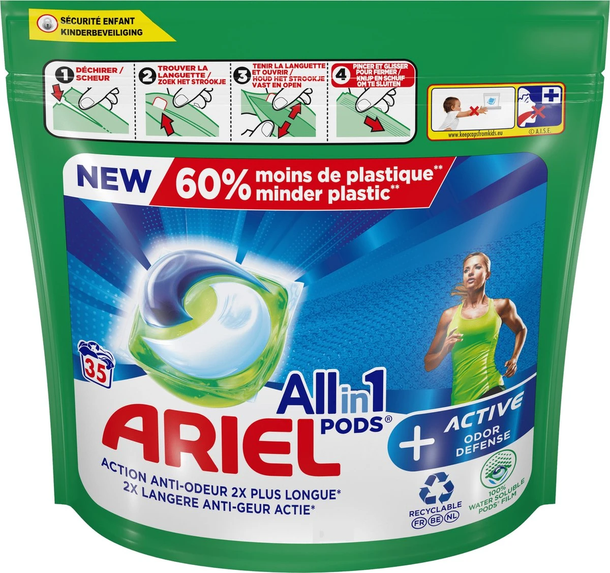 Ariel All In 1 Pods + Actieve Geurbestrijding - Wasmiddel Wascapsules - 3 X 35 Wasbeurten - Voordeelverpakking 4 Ariel All In 1 Pods + Actieve Geurbestrijding - Wasmiddel Wascapsules - 3 X 35 Wasbeurten - Voordeelverpakking - Afbeelding 4