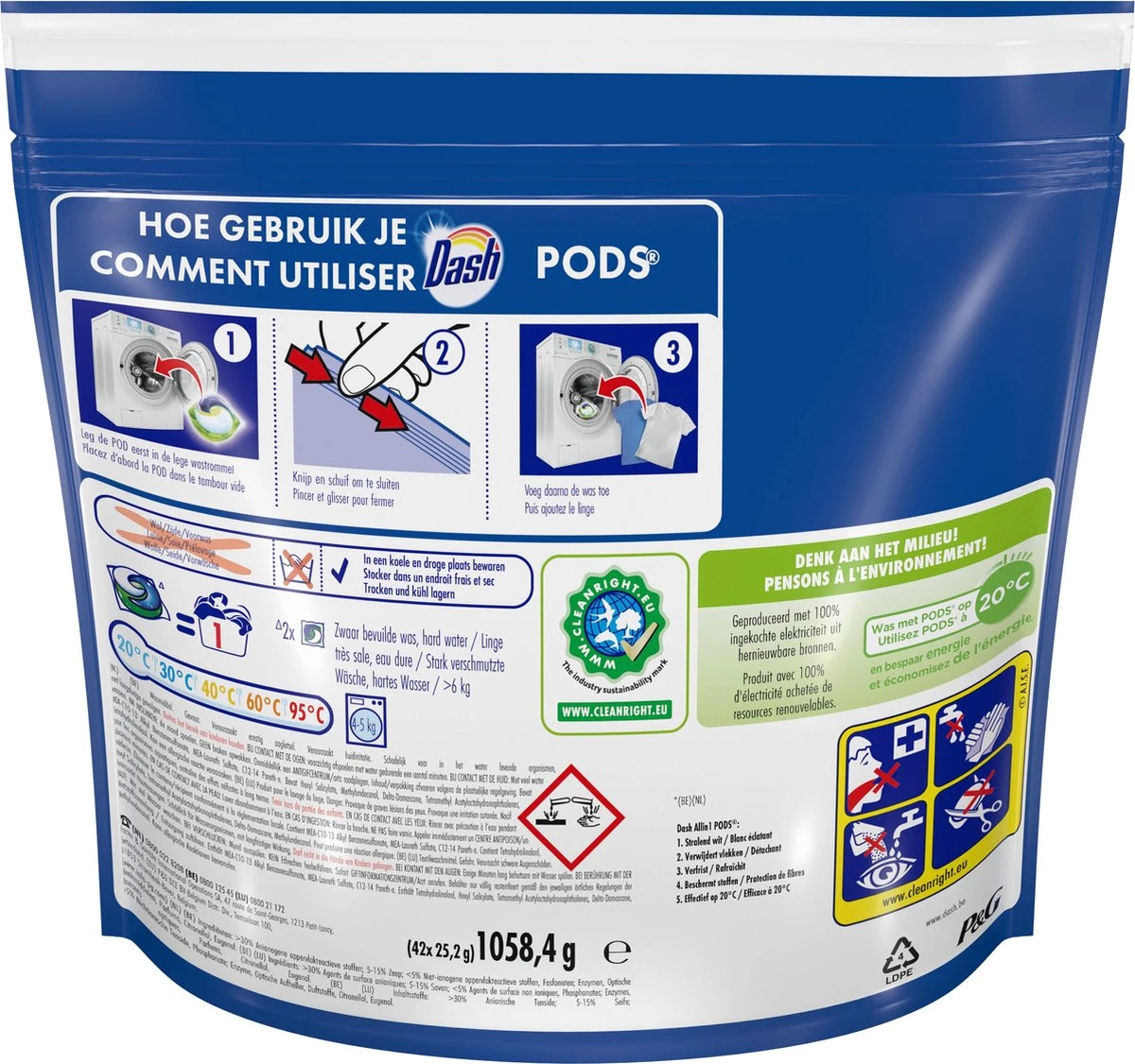 Dash All In 1 Wasmiddel Pods - Wascapsules - Witter Dan Wit - Voordeelverpakking 3 X 42 Wasbeurten 2 Dash All In 1 Wasmiddel Pods - Wascapsules - Witter Dan Wit - Voordeelverpakking 3 X 42 Wasbeurten - Afbeelding 2