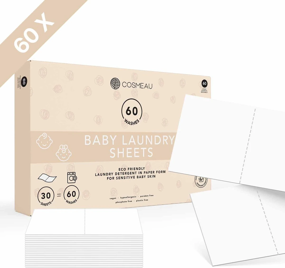 Cosmeau Baby Wasmiddel Wasstrips 60 Wasbeurten Bergamot Wasvellen Detergent Sheets Eco Laundry Strips - Kids Peuters Baby 1 Cosmeau Baby Wasmiddel Wasstrips 60 Wasbeurten Bergamot Wasvellen Detergent Sheets Eco Laundry Strips - Kids Peuters Baby