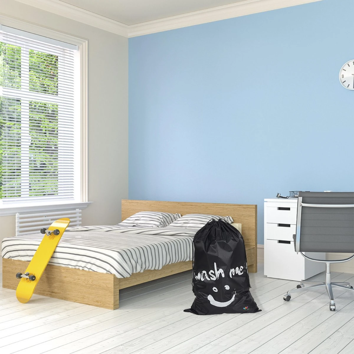 Wonair - Grote Waszak - Laundry Bag - Wash Me - 60x90cm - Zwart - Met Trekkoord 2 Wonair - Grote Waszak - Laundry Bag - Wash Me - 60x90cm - Zwart - Met Trekkoord - Afbeelding 2