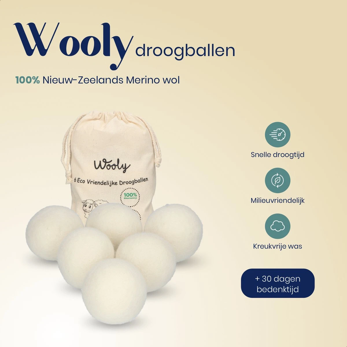 Wooly Drogerballen - 6 Wasdroger Ballen - Duurzaam - Wol - Herbruikbare Wasballen - Wasbol - Wasverzachter 8 Wooly Drogerballen - 6 Wasdroger Ballen - Duurzaam - Wol - Herbruikbare Wasballen - Wasbol - Wasverzachter - Afbeelding 8