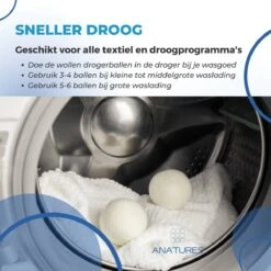 ANATURES Wollen XL Drogerballen 6 Stuks In Opbergmand – Herbruikbare Droogballen Wasdroger – Nieuw Zeelands RWS Schaapswol - Wasdrogerballen Duurzaam – Natuurlijke Wasverzachter -Wasbenodigdheden Winkel 1200x1200 1505