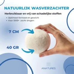 ANATURES Wollen XL Drogerballen 6 Stuks In Opbergmand – Herbruikbare Droogballen Wasdroger – Nieuw Zeelands RWS Schaapswol - Wasdrogerballen Duurzaam – Natuurlijke Wasverzachter -Wasbenodigdheden Winkel 1200x1200 1507
