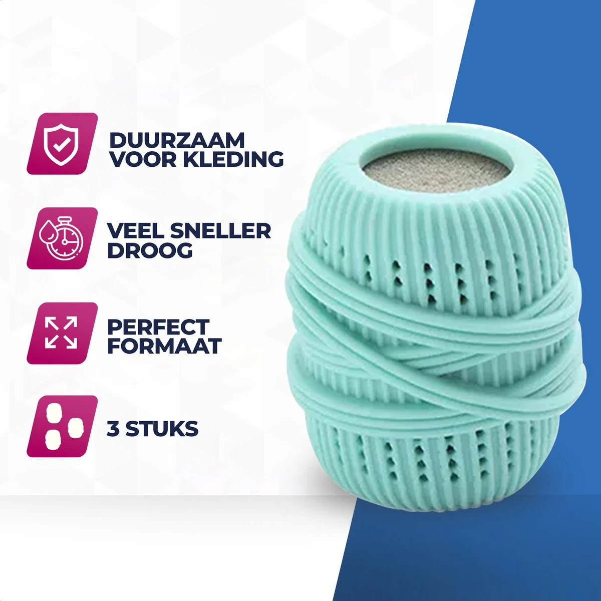 Roegaarden Drogerballen - Droogballen - Met Spons - Duurzaam - Sneller Droog 3 Roegaarden Drogerballen - Droogballen - Met Spons - Duurzaam - Sneller Droog - Afbeelding 3