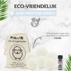 FAVE Drogerballen XL - 6 Stuks - Inclusief 2x Lavendelolie & Opbergzakje - Wasbol - Wasballen - Doseerbol - Droogballen - Duurzaam 15 FAVE Drogerballen XL - 6 Stuks - Inclusief 2x Lavendelolie & Opbergzakje - Wasbol - Wasballen - Doseerbol - Droogballen - Duurzaam -Wasbenodigdheden Winkel 1200x1200 1576