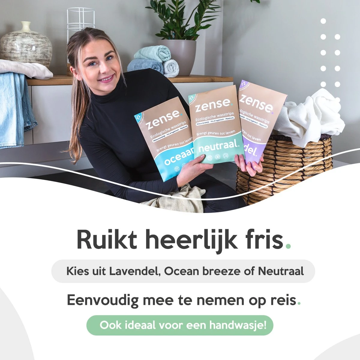 Zense Eco Wasmiddel Wasstrips - 72 Grote Wasbeurten - Ocean Breeze 4 Zense Eco Wasmiddel Wasstrips - 72 Grote Wasbeurten - Ocean Breeze - Afbeelding 4