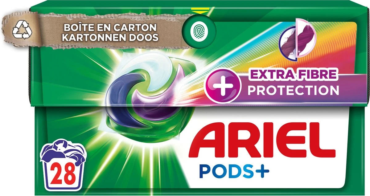 Ariel Wasmiddel Pods + Extra Vezelbescherming - Kleur - 28 Wasbeurten 2 Ariel Wasmiddel Pods + Extra Vezelbescherming - Kleur - 28 Wasbeurten - Afbeelding 2