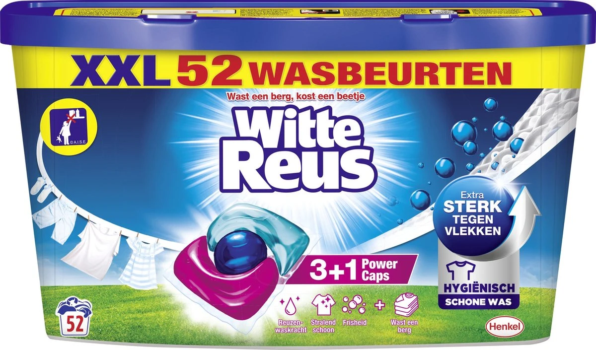 Witte Reus Power Caps Wascapsules - Wasmiddel Capsules - Voordeelverpakking - 52 Wasbeurten 1 Witte Reus Power Caps Wascapsules - Wasmiddel Capsules - Voordeelverpakking - 52 Wasbeurten