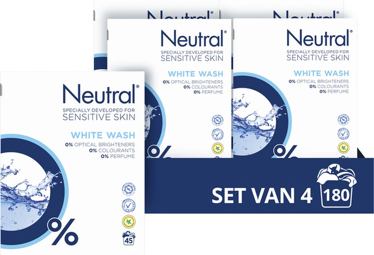 Neutral Waspoeder Wit Parfumvrij - 4x45 Wasbeurten - Voordeelverpakking 1 Neutral Waspoeder Wit Parfumvrij - 4x45 Wasbeurten - Voordeelverpakking