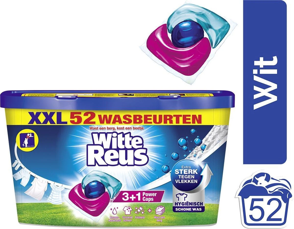 Witte Reus Power Caps Wascapsules - Wasmiddel Capsules - Voordeelverpakking - 52 Wasbeurten 2 Witte Reus Power Caps Wascapsules - Wasmiddel Capsules - Voordeelverpakking - 52 Wasbeurten - Afbeelding 2