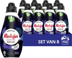 Robijn Klein & Krachtig Black Velvet Vloeibaar Wasmiddel - 8 X 19 Wasbeurten - Voordeelverpakking