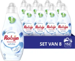 Robijn Klein & Krachtig Stralend Wit Vloeibaar Wasmiddel - 8 X 19 Wasbeurten - Voordeelverpakking