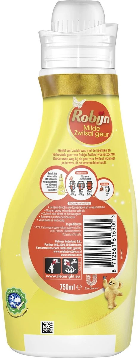 Robijn Wasverzachter Zwitsalgeur - 8 X 30 Wasbeurten - Voordeelverpakking 4 Robijn Wasverzachter Zwitsalgeur - 8 X 30 Wasbeurten - Voordeelverpakking - Afbeelding 4