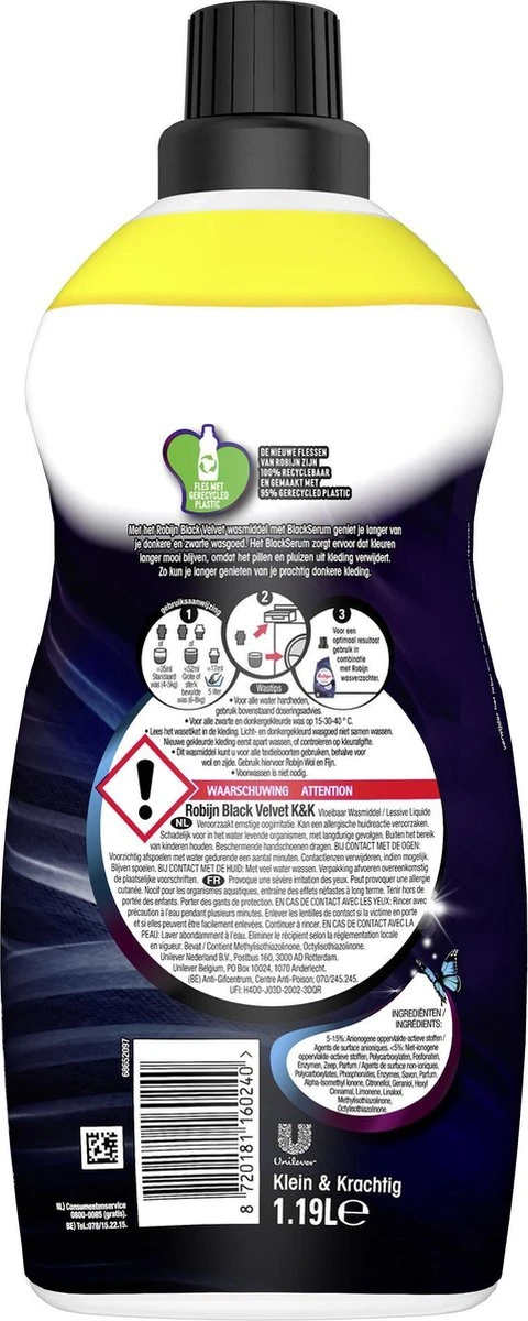 Robijn Klein & Krachtig Classics Black Velvet Vloeibaar Wasmiddel - 2 X 34 Wasbeurten - Voordeelverpakking 3 Robijn Klein & Krachtig Classics Black Velvet Vloeibaar Wasmiddel - 2 X 34 Wasbeurten - Voordeelverpakking - Afbeelding 3