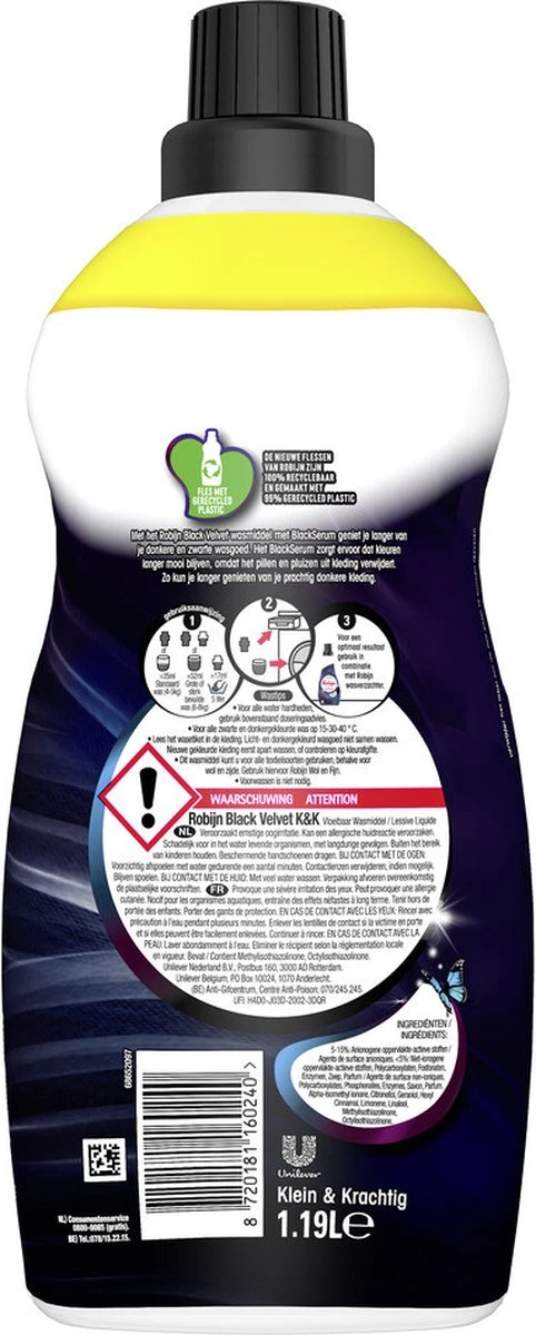 4x Robijn Klein & Krachtig Wasmiddel Black Velvet 1,19 Liter 3 4x Robijn Klein & Krachtig Wasmiddel Black Velvet 1,19 Liter - Afbeelding 3