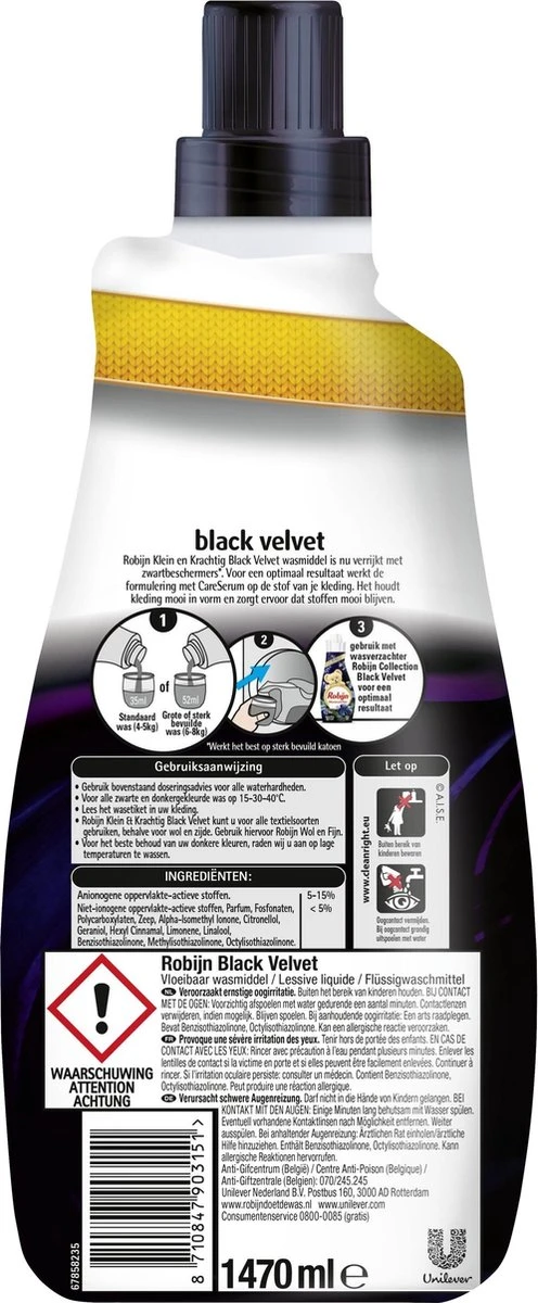 Robijn Klein & Krachtig Black Velvet Vloeibaar Wasmiddel - 2 X 42 Wasbeurten - Voordeelverpakking 2 Robijn Klein & Krachtig Black Velvet Vloeibaar Wasmiddel - 2 X 42 Wasbeurten - Voordeelverpakking - Afbeelding 2