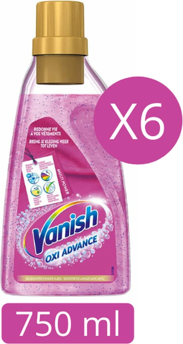 Vanish Oxi Advance Multicolor Power Gel - Voor Gekleurde En Witte Was - 750 ML X6 2 Vanish Oxi Advance Multicolor Power Gel - Voor Gekleurde En Witte Was - 750 ML X6 - Afbeelding 2