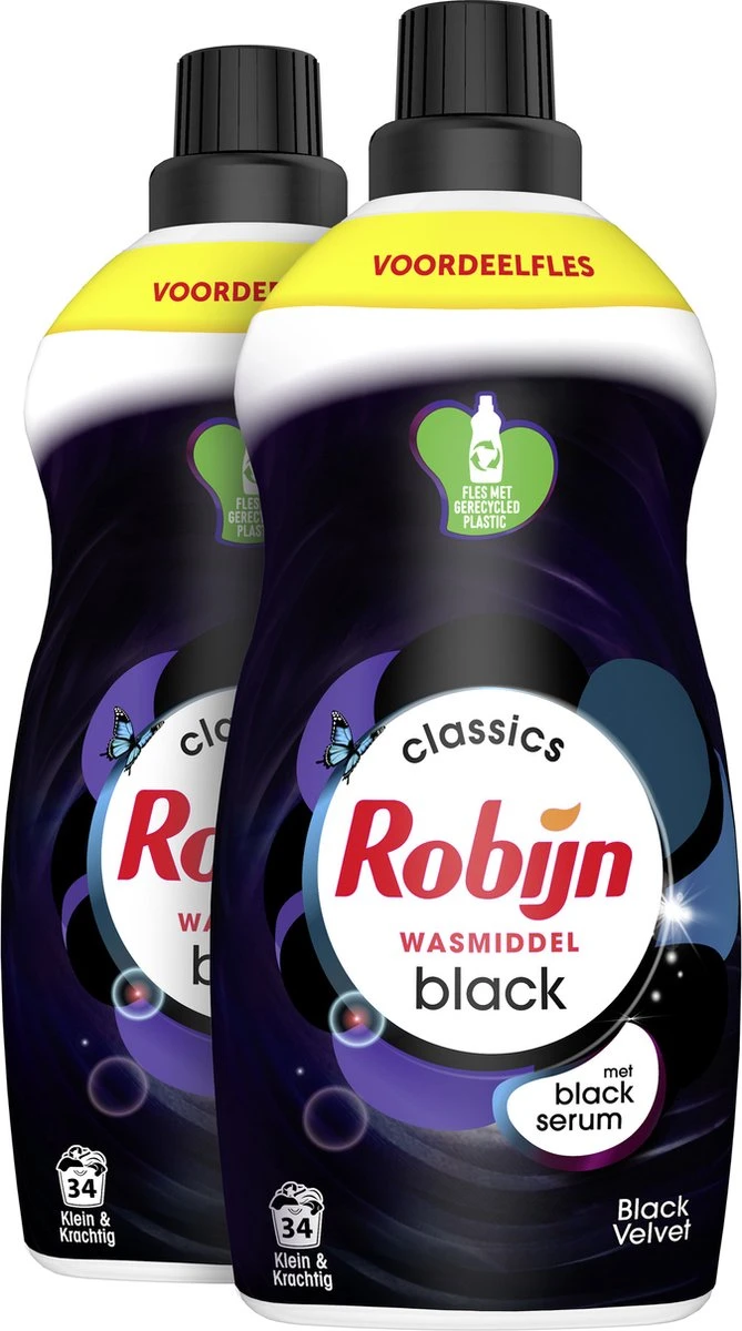 Robijn Klein & Krachtig Classics Black Velvet Vloeibaar Wasmiddel - 2 X 34 Wasbeurten - Voordeelverpakking 2 Robijn Klein & Krachtig Classics Black Velvet Vloeibaar Wasmiddel - 2 X 34 Wasbeurten - Voordeelverpakking - Afbeelding 2