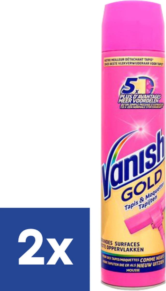 Vanish Oxi Action Gold Tapijt Mousse - 600 ML X2 1 Vanish Oxi Action Gold Tapijt Mousse - 600 ML X2