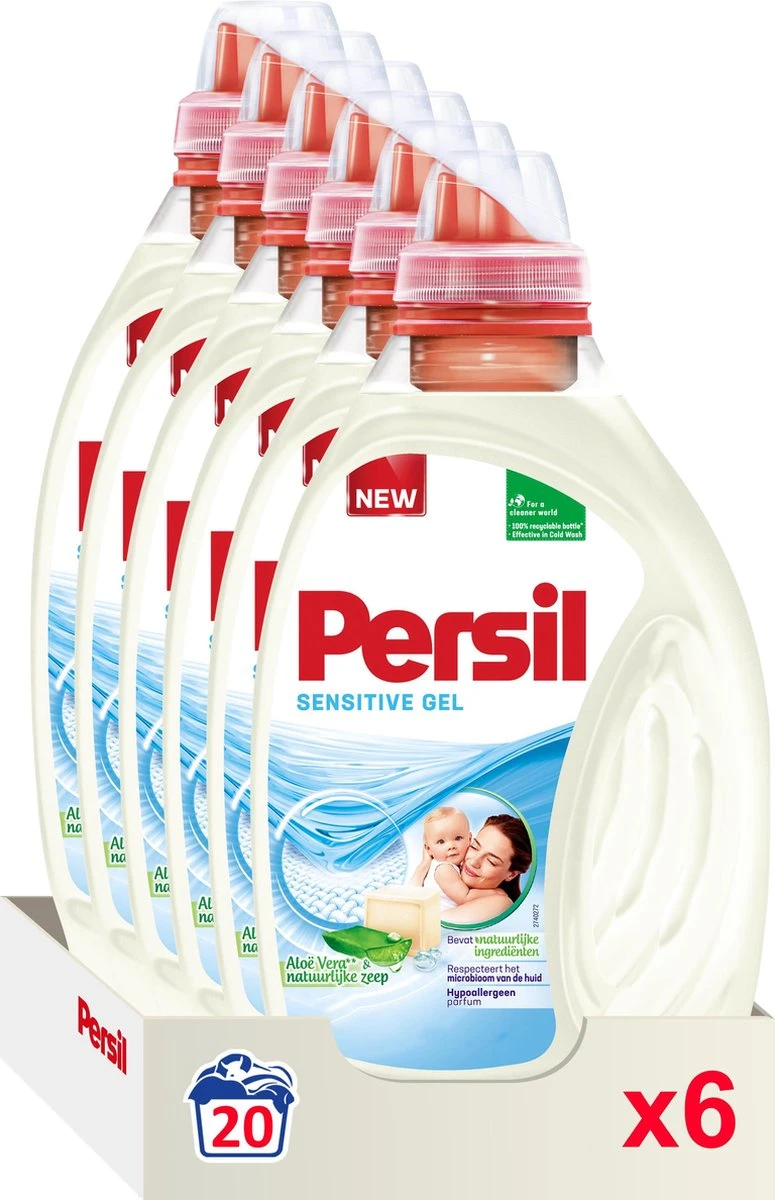Persil® Persil Sensitive Gel - Vloeibaar Wasmiddel - Baby En Gevoelige Huid - Voordeelverpakking - 6 X 20 Wasbeurten 3 Persil® Persil Sensitive Gel - Vloeibaar Wasmiddel - Baby En Gevoelige Huid - Voordeelverpakking - 6 X 20 Wasbeurten - Afbeelding 3