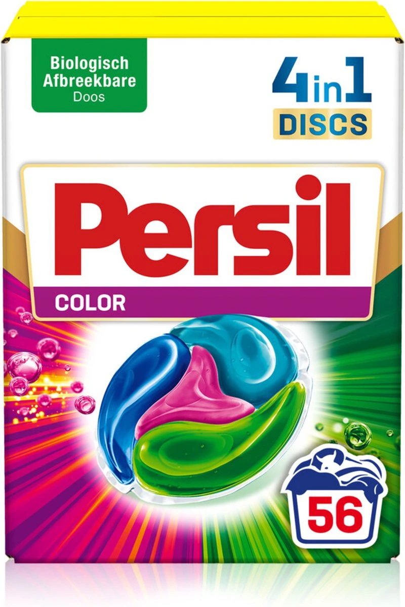 Persil® Persil 4in1 Discs Color Wascapsules - Wasmiddel Capsules - Voordeelverpakking - 2x28 Wasbeurten 1 Persil® Persil 4in1 Discs Color Wascapsules - Wasmiddel Capsules - Voordeelverpakking - 2x28 Wasbeurten