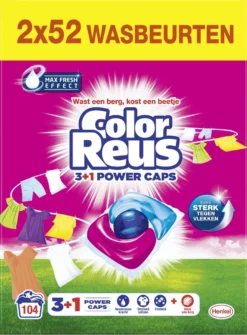Color Reus Power Caps Wascapsules - Wasmiddel Capsules - Voordeelverpakking - 2x52 Wasbeurten