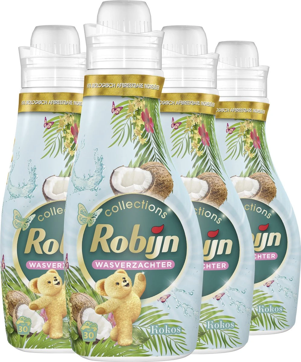 Robijn Collections Kokos Wasverzachter - 4 X 30 Wasbeurten - Voordeelverpakking 2 Robijn Collections Kokos Wasverzachter - 4 X 30 Wasbeurten - Voordeelverpakking - Afbeelding 2